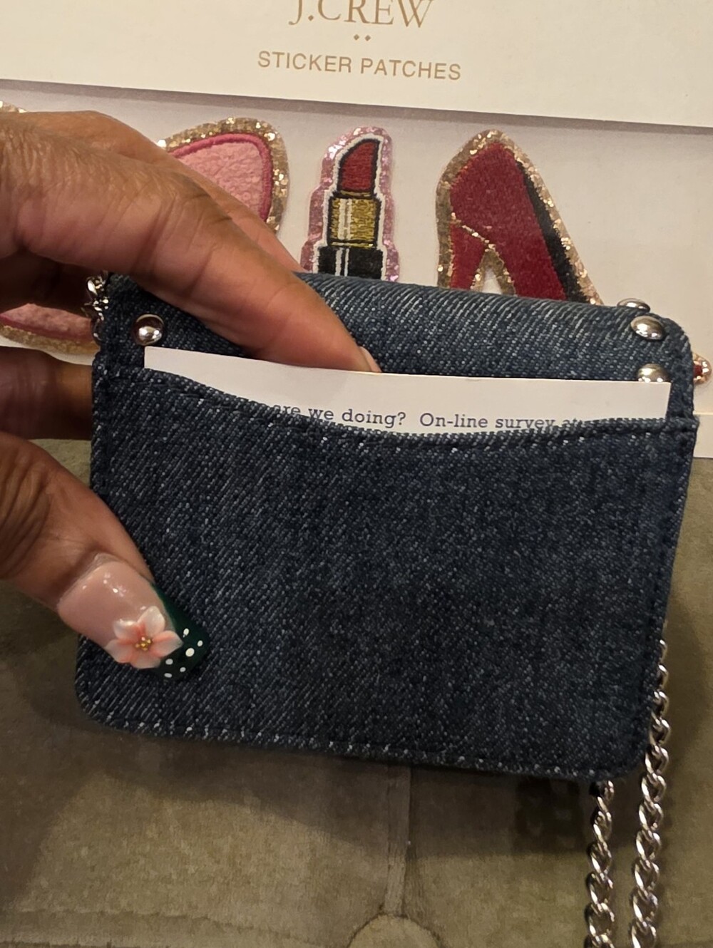 Coach Dark Blue Denim Studded Crossbody Wallet - Picture 5 of 6